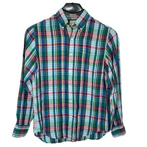 J. Crew Baird McNutt 100%‎ Irish Linen men’s Size Small button down plaid shirt.